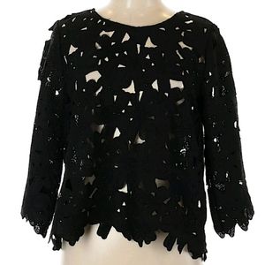 Avant Garde abstract floral cut out blouse